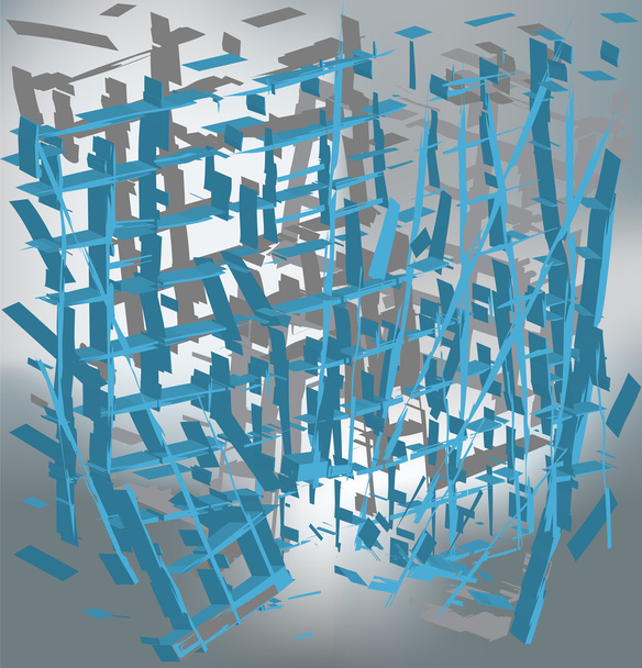 Composición 3d abstracta con destrucción y explosión del edificio
 - Vector, imagen
