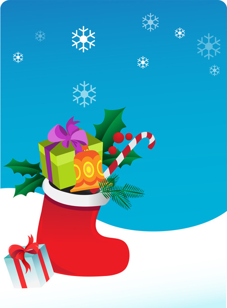 Weihnachten Hintergrund mit Socken und Geschenken - Vektor, Bild