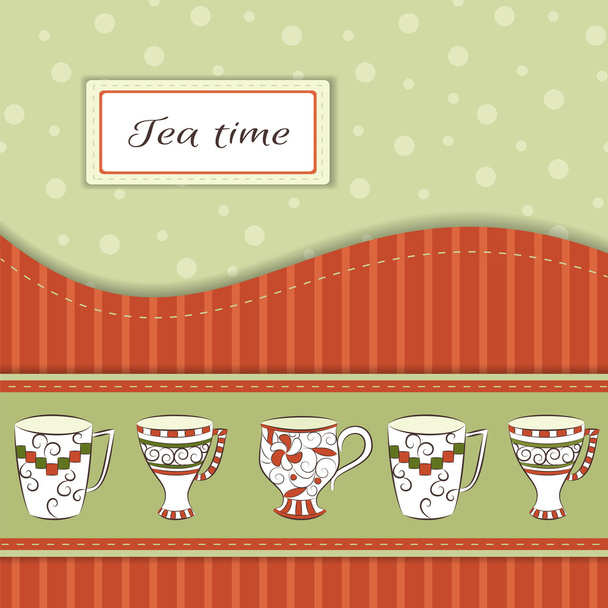 Векторний фон з чашками чаю
 - Вектор, зображення