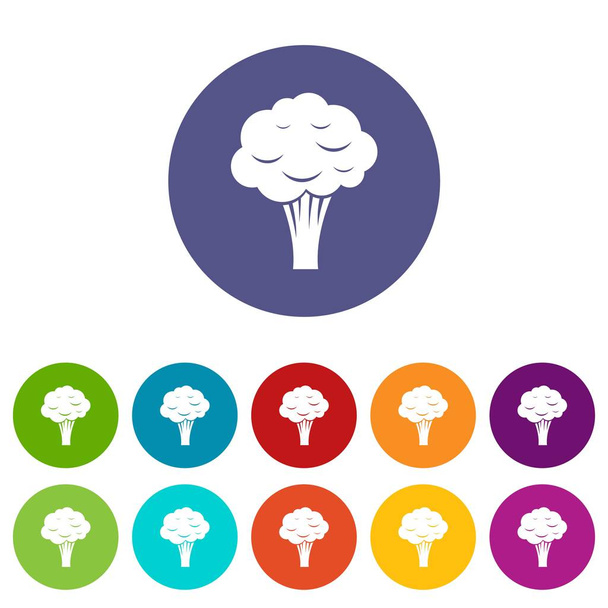Broccoli set icons - Vector, imagen