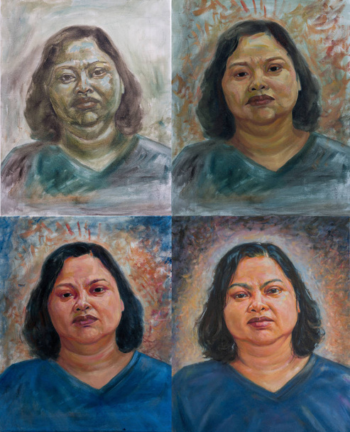 Étape de peinture à l'huile portrait de la femme thaï
 - Photo, image