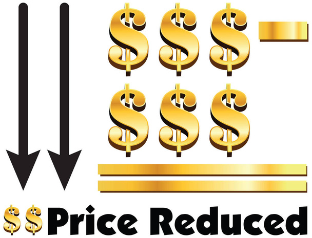Precio El concepto reducido de dólar menos dólar es igual al precio r
 - Vector, Imagen