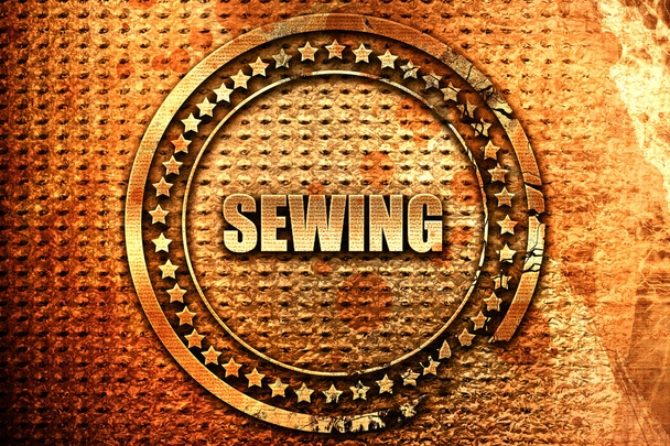 sewing, 3D rendering, grunge metal text - Fotografie, Obrázek