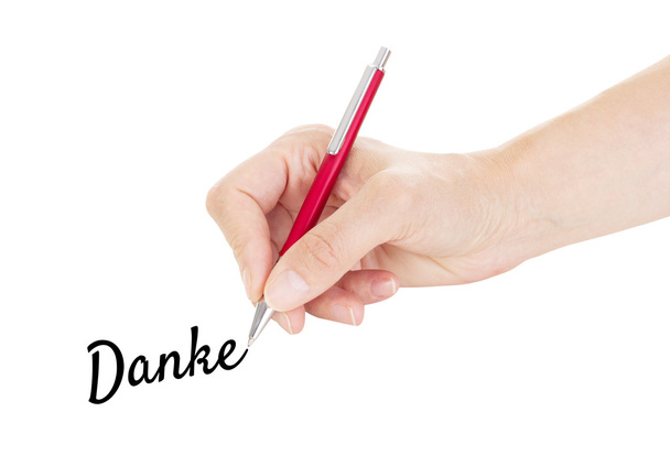 Hand mit Stift isoliert auf weißem Hintergrund - Foto, Bild