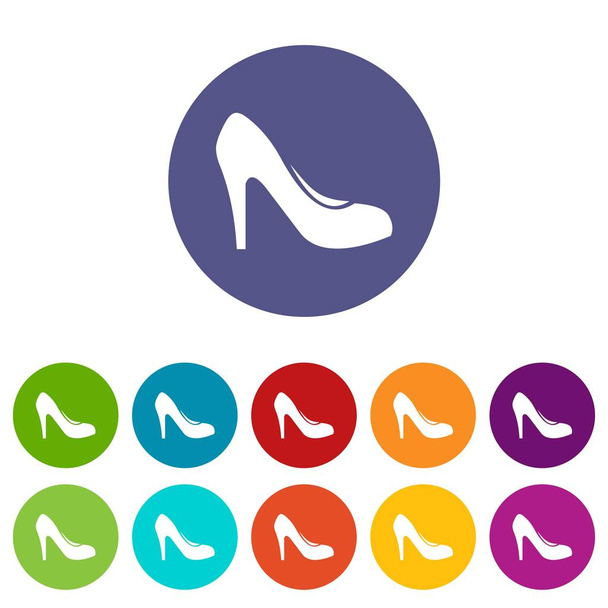 Women shoe with heels set icons - Vector, Imagen