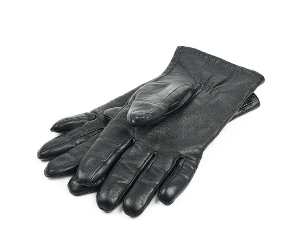 Pair of black leather gloves isolated - Zdjęcie, obraz