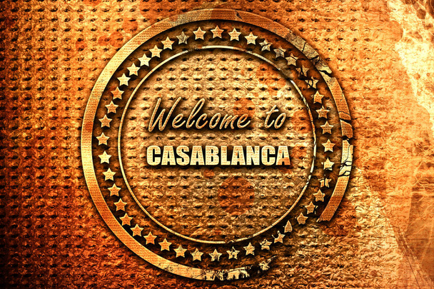 Welcome to casblanca with some smooth lines, 3D rendering, grunge metal text - Foto, immagini