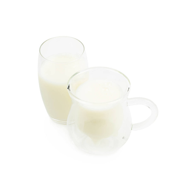 Two glasses of milk isolated - Fotoğraf, Görsel