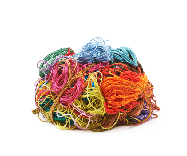 Mixed pile of yarn threads - Fotoğraf, Görsel