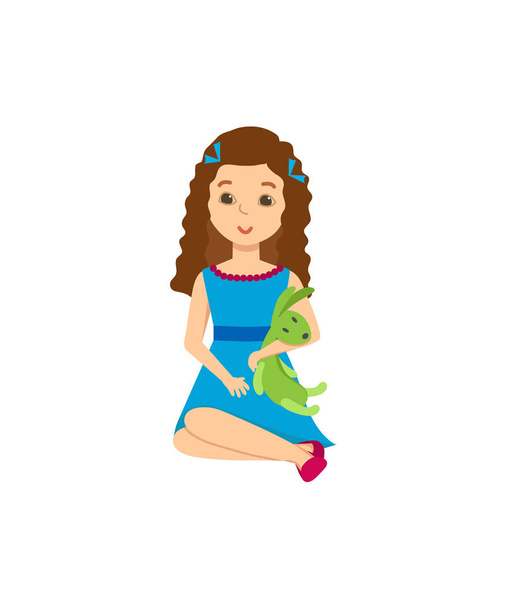 Beautiful girl with a toy, in  festive mood. - Vector, imagen