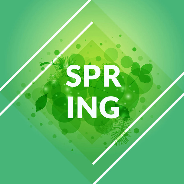 Stylish Spring banner vector isolated. Green foliage background. - Vetor, Imagem