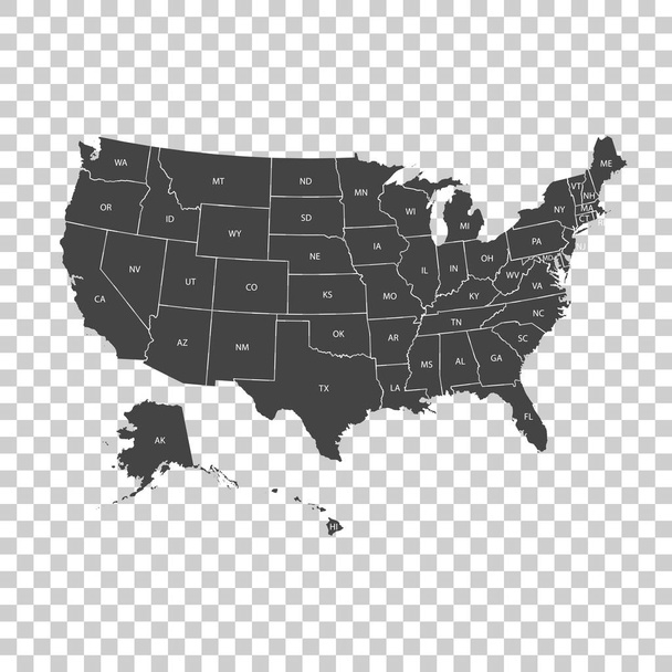 Carta degli Stati Uniti con stati federali. Illustrazione vettoriale Stati Uniti d'America
. - Vettoriali, immagini