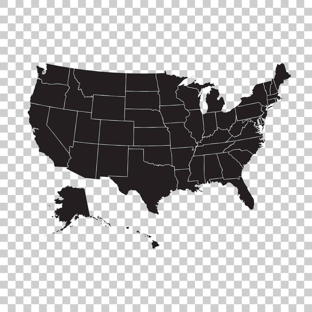 High detailed USA map with federal states. Vector illustration United states of America on isolated background. - Vector, Image