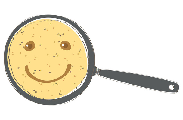 Pannenkoek glimlach op de pan  - Vector, afbeelding
