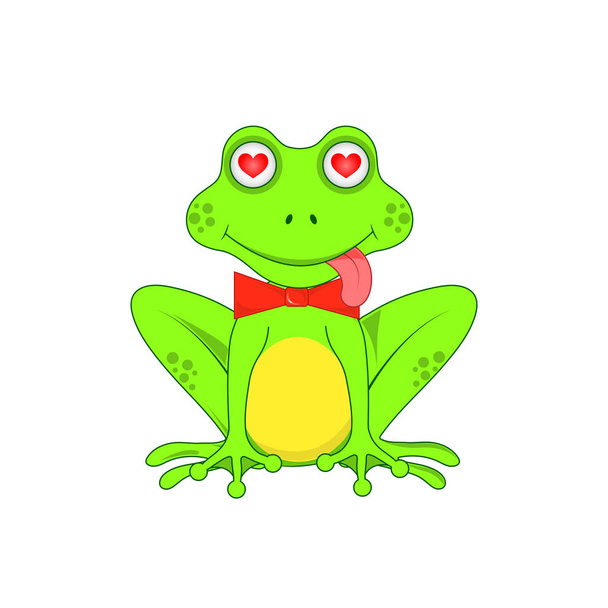 Love the frog with a bow on white background isolated - Photo, image