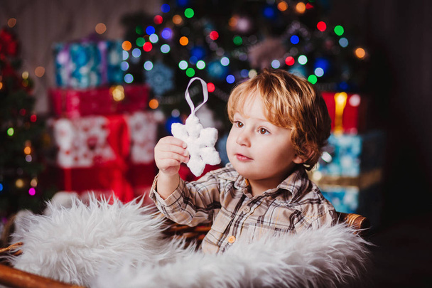 baby boy with christmas decor - Foto, Imagen