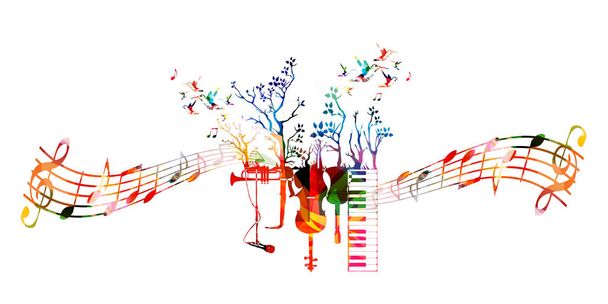 Colorful template with music instruments - Вектор,изображение