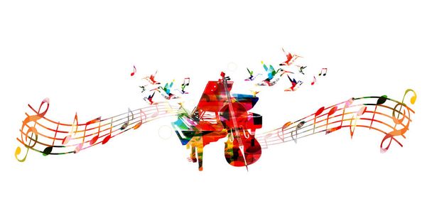 Colorful music concept piano and violoncello - Vector, Imagen