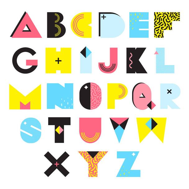 Alfabeto Memphis Estilo Ilustración
 - Vector, imagen