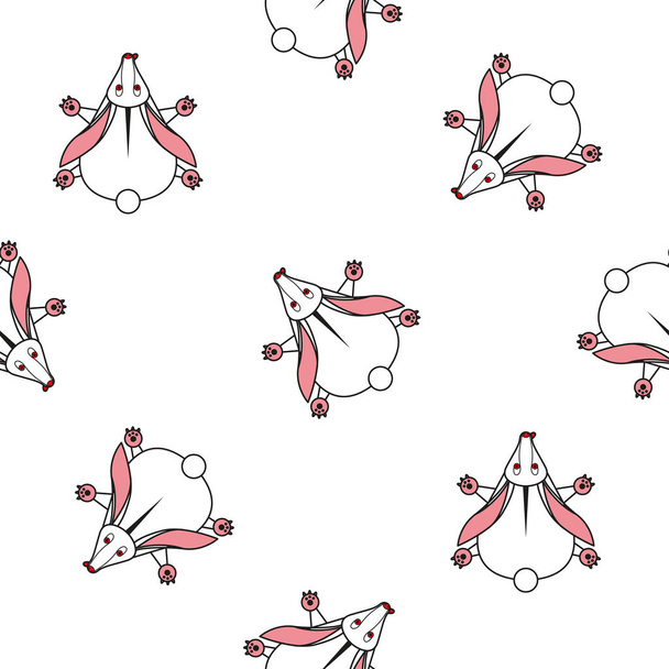 Seamless vector pattern for children. rabbit top view on a white background. - Vektör, Görsel