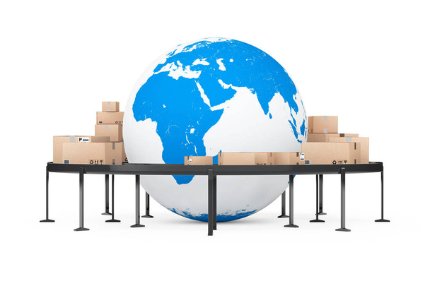 Globalne przesyłki i koncepcji logistycznych. Ziemskiej w otoczeniu  - Zdjęcie, obraz
