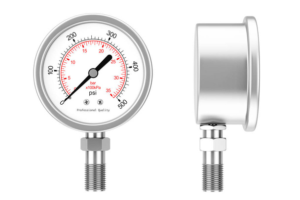 Manômetro de medidor de pressão. Renderização 3d
 - Foto, Imagem