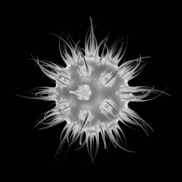 Soyut virüs, bakteri ve mikrop. 3D render - Fotoğraf, Görsel