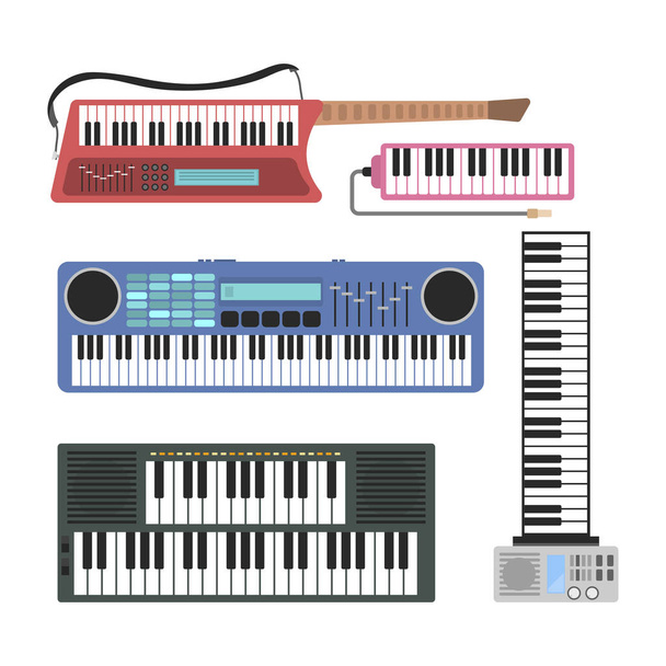 Keyboard musical instruments vector illustration. - Vector, Imagen
