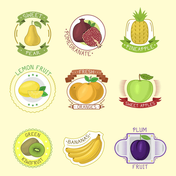 Vector fruits badges. - Vetor, Imagem