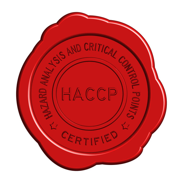 Κόκκινο Haccp (ανάλυση κινδύνων και κρίσιμα σημεία ελέγχου) στρογγυλή wa - Διάνυσμα, εικόνα