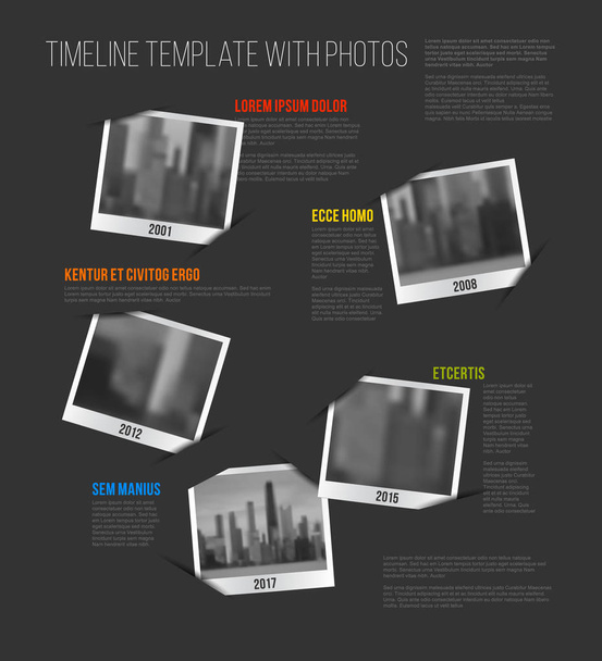 Infographic Timeline πρότυπο με φωτογραφίες - Διάνυσμα, εικόνα