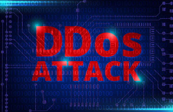 DDOS su un avviso binario digitale sopra il circuito elettronico
 - Vettoriali, immagini