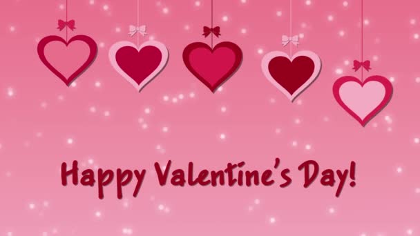 Footage Happy Valentines Day with hearts on a pink background - Footage, Video