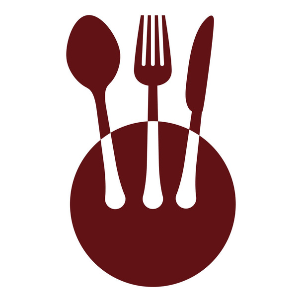 Colorful plate with cutlery icon image - Vector, Image