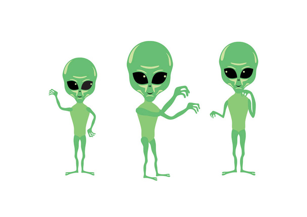 Verde Alien icono conjunto vector - Vector, imagen