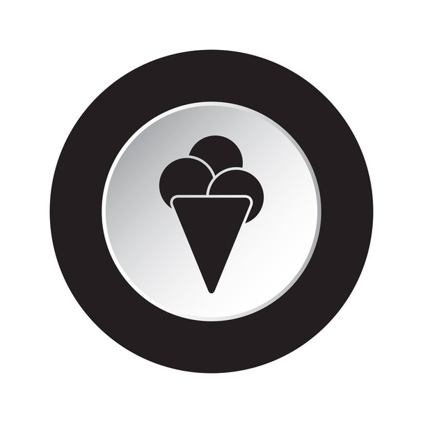 botón redondo blanco y negro - icono de helado
 - Vector, imagen