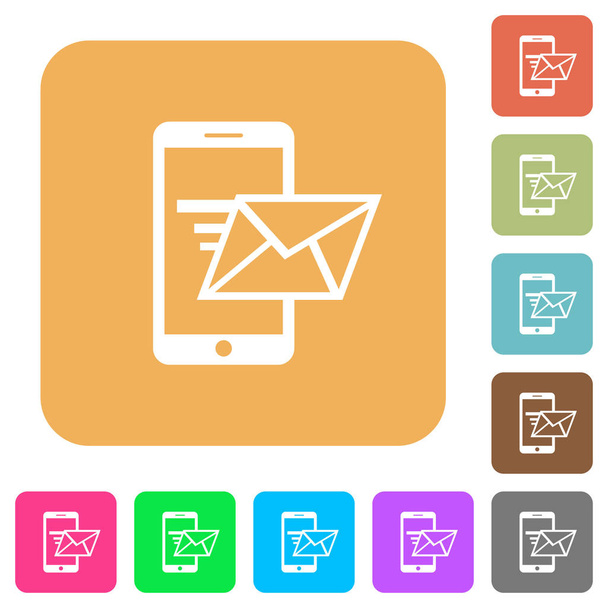 Sending email from mobile phone rounded square flat icons - Vector, Image