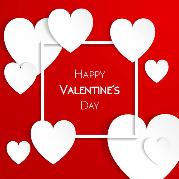 Happy Valentine Day greeting card with hearts - Vector, Image
