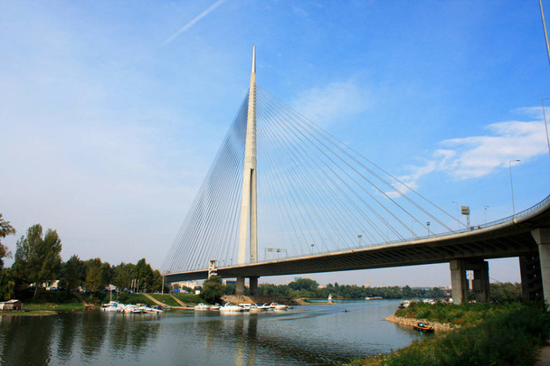 Mooie Ada brug in Belgrado, Servië  - Foto, afbeelding