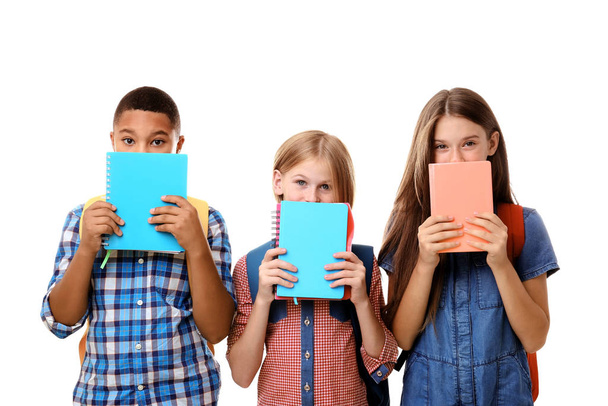 Cheerful teenagers with notebooks   - Fotó, kép