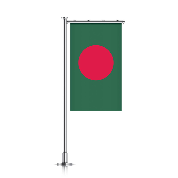 Bangladesh flag hanging on a pole. - Vector, Image