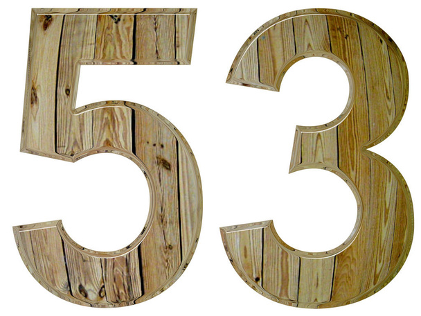 Numeral 53, cinquenta e três, isolado em fundo branco, renderização 3d
 - Foto, Imagem