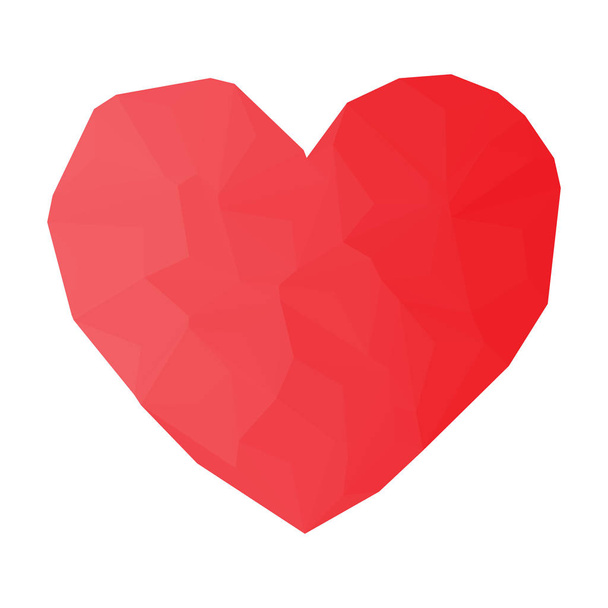 Красное сердце, нарисованное в стиле триангуляции
. - Вектор,изображение