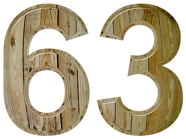Numéral 63, soixante-trois, isolé sur fond blanc, rendu 3D
 - Photo, image