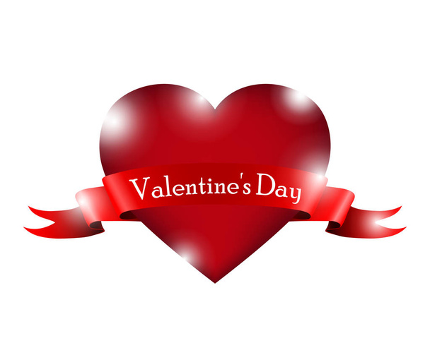 Postcard red heart on Valentine s Day - Vector, Image