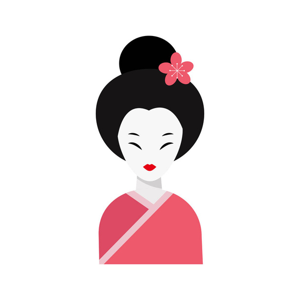 Japanese woman folk art maiden character vector. - Vector, Image