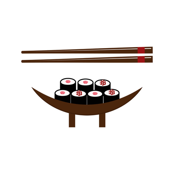 Sushi eten en eetstokjes vector illustratie. - Vector, afbeelding