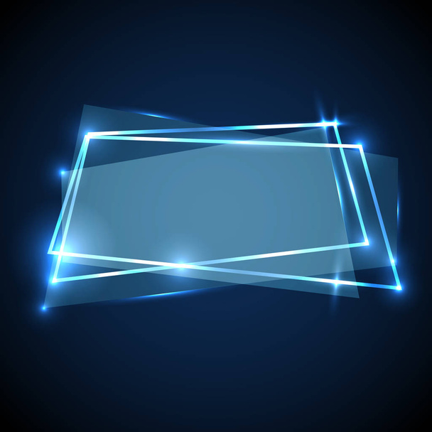 Abstract background with blue neon banner - Vector, afbeelding