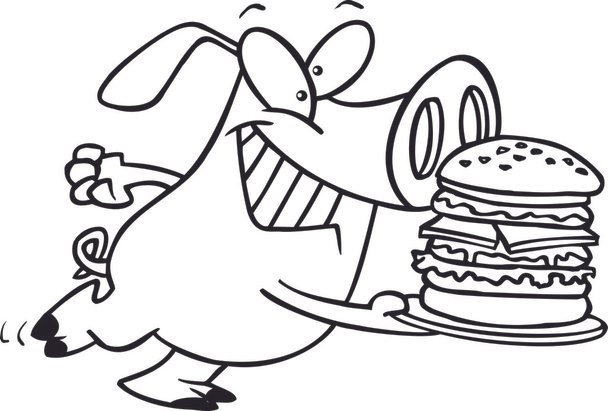 Hamburguesa de cerdo de dibujos animados
 - Vector, Imagen