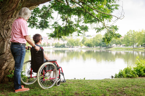 Senior Couple In Wheelchair - Фото, изображение